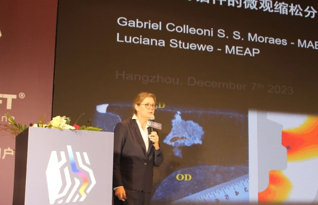 邁格碼新加坡首席運(yùn)營經(jīng)理 Luciana Stuewe女士以《鑄鋼和鑄鋁件的微觀縮松分析》為題作報告